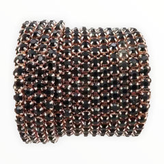 1 Yard SS6 Black Champagne Gold Metal Chain Rhinestone Banding