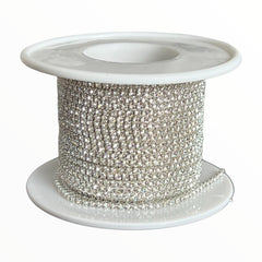 1 Yard SS4.5 Silver Crystal Metal Chain Rhinestone Banding